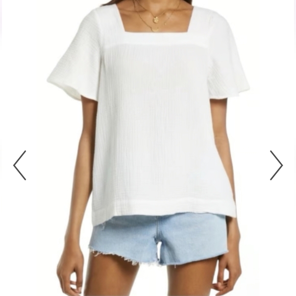 Madewell Tops - Madewell White Harlow Square Neck Top